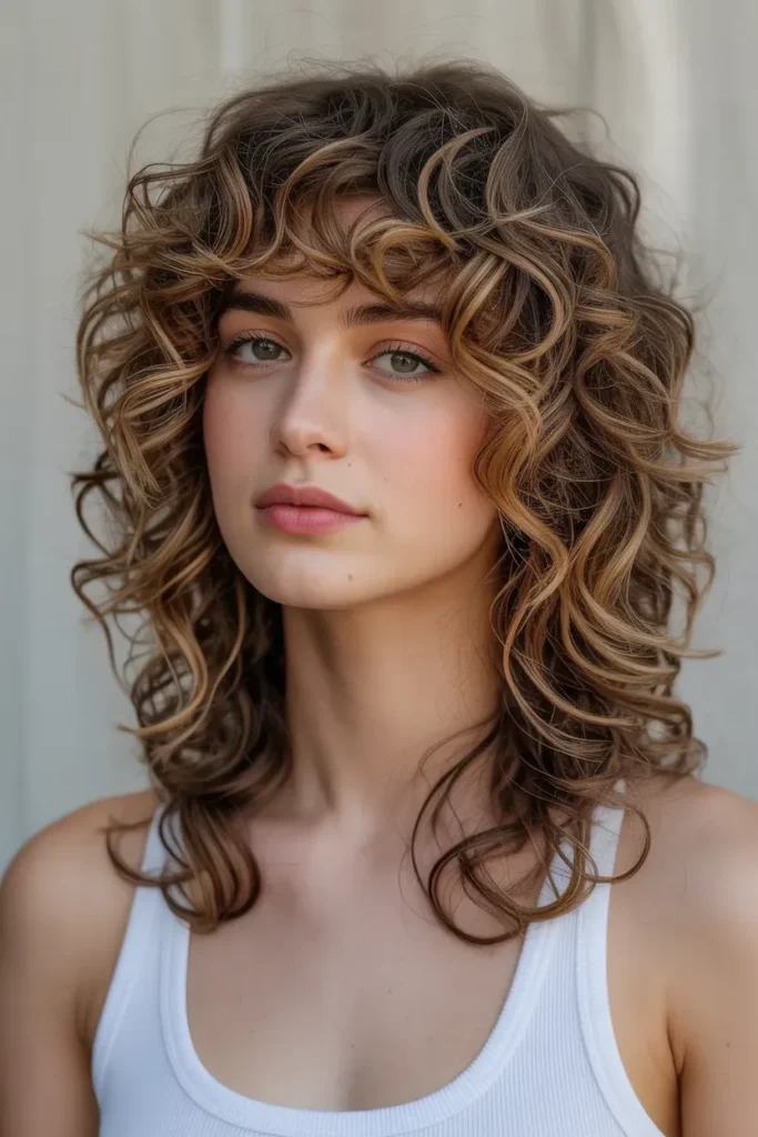 Curly Wolf Cut with Long Fringe