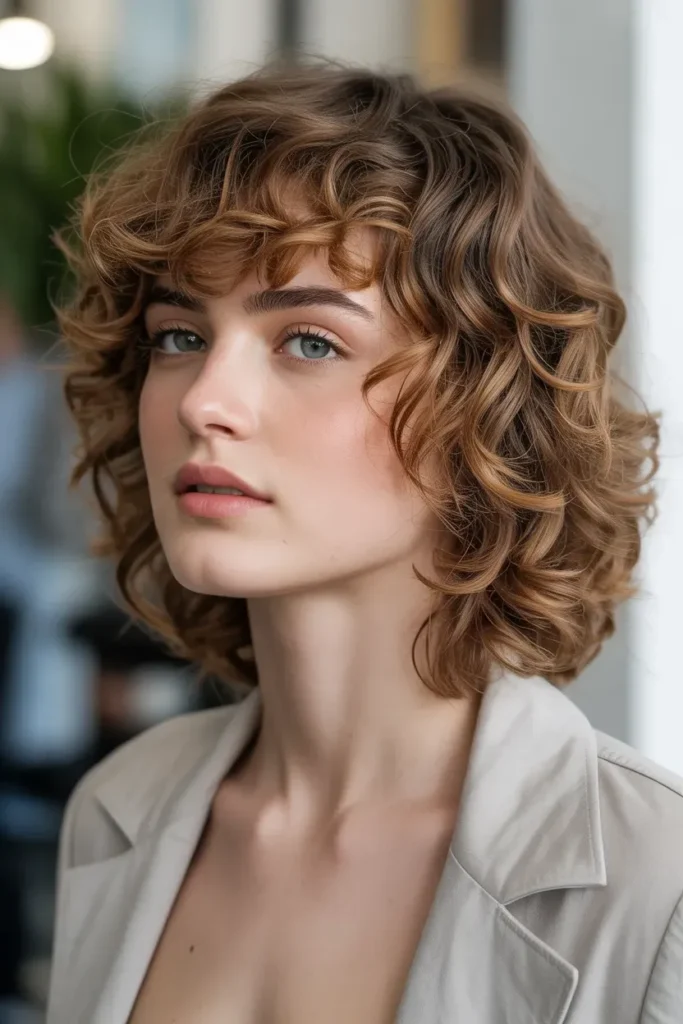 Curly Wolf Cut with Soft Blended Layers