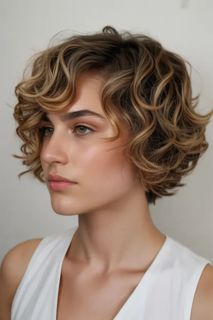 Curly Wolf Cut with Tapered Ends