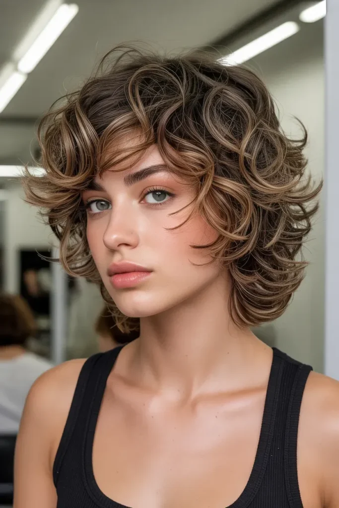 Curly Wolf Cut with Textured Ends