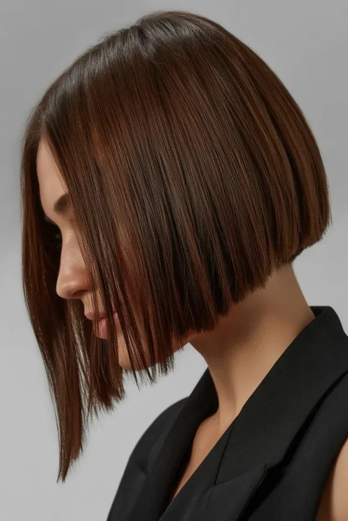 Angled Choppy Bob with Sleek Finish