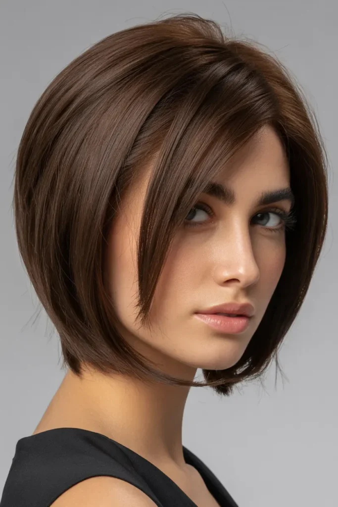 Asymmetrical Choppy Bob with Sleek Sides