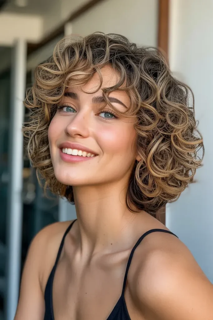 Curly Choppy Bob with Natural Bounce