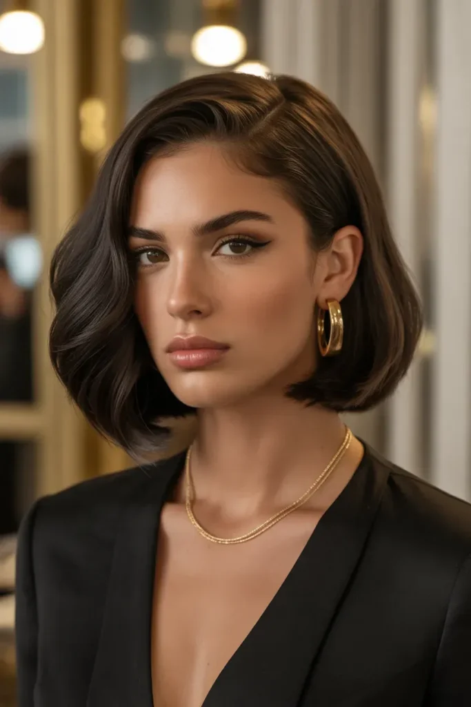 Deep Side Part Glam Bob