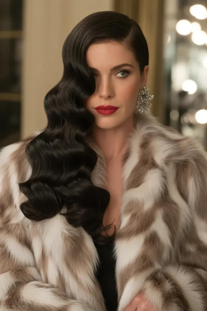 Dramatic Side Swept Glam Waves