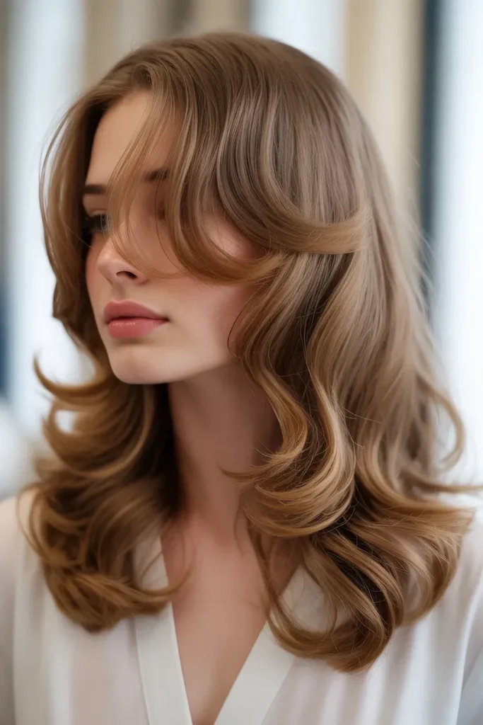 Elegant Long Layers with Loose Curls