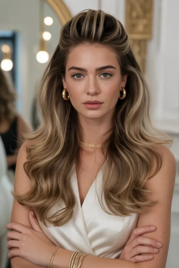 Glam Half Up Voluminous Hair