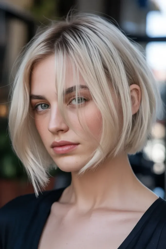Icy Blonde Razor Cut Bob