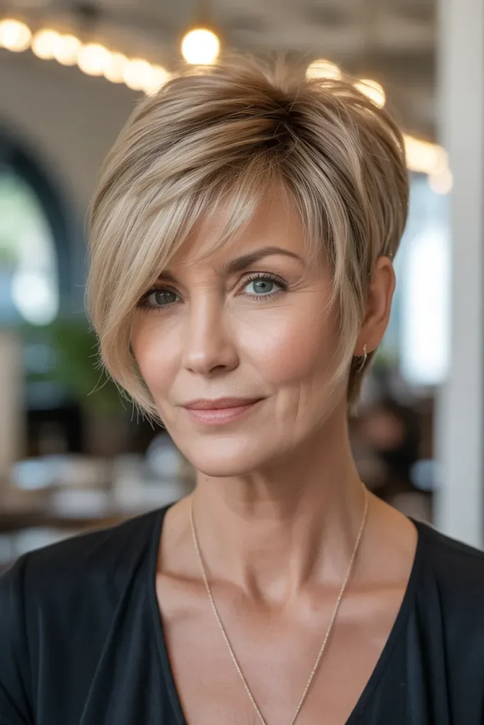 Layered Pixie With Side Sweep