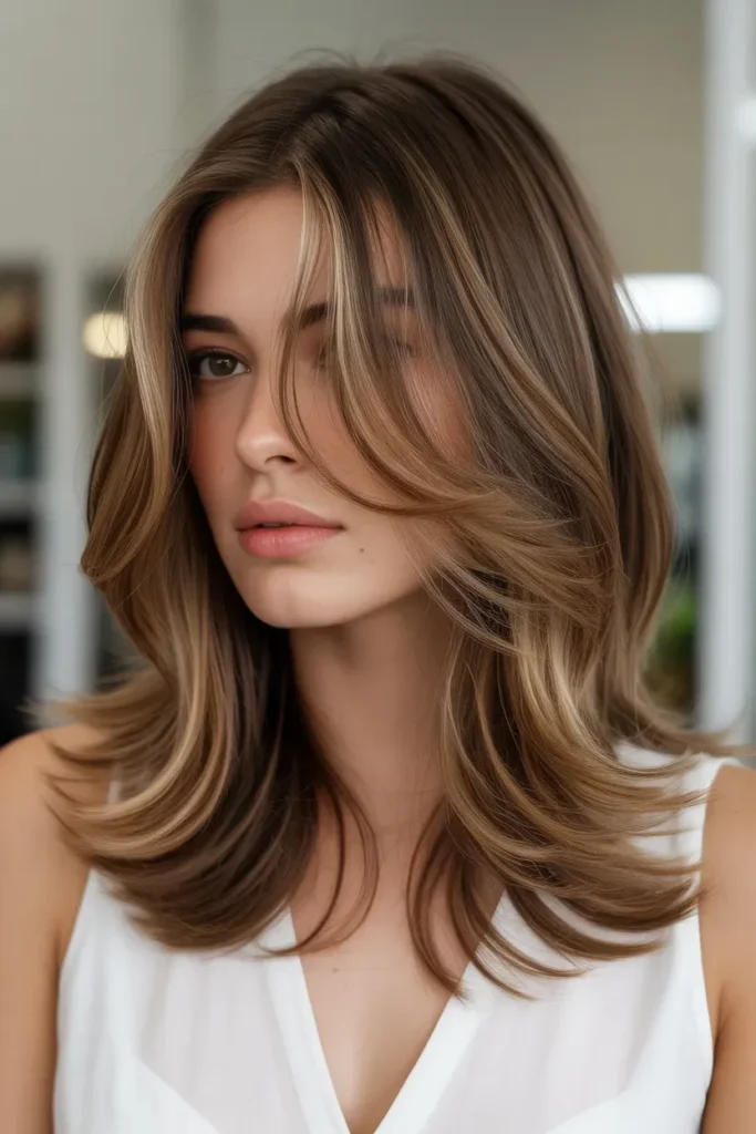 Light Caramel Highlights on Soft Brown Layers