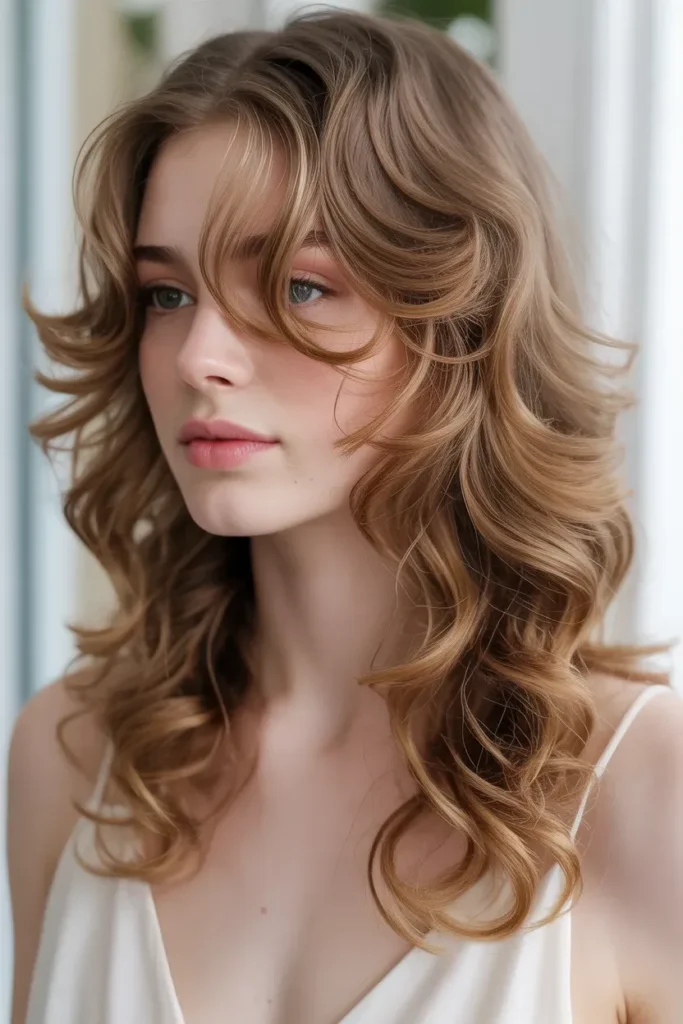 Long Layered Curls with Romantic Waves