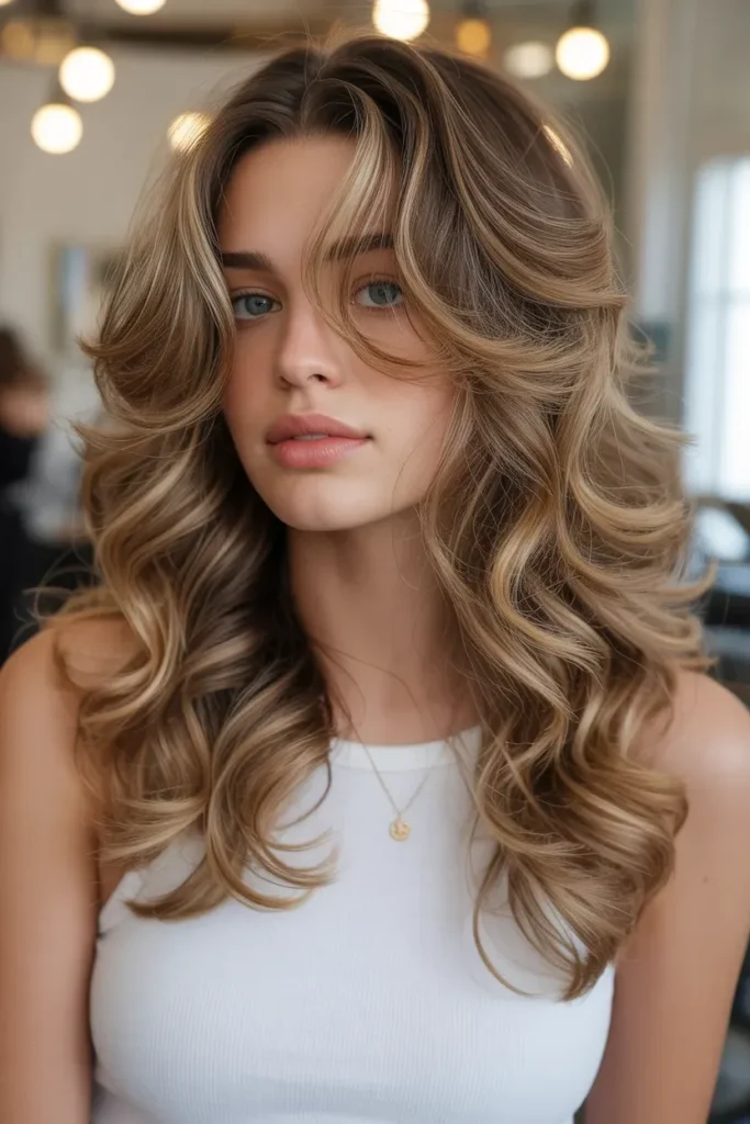 Long Layered Curls with Soft Balayage