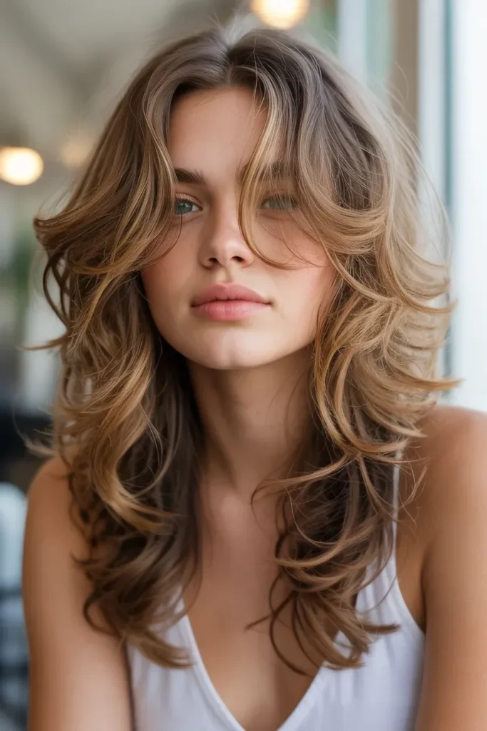 Long Layers with Loose Beachy Curls