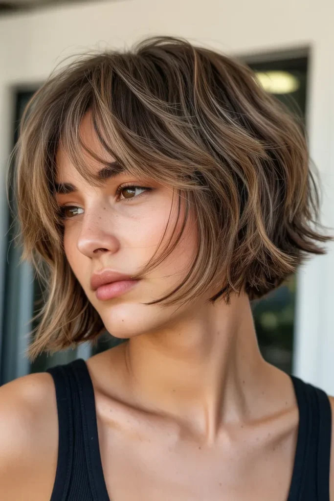 Modern Choppy Bob with Tousled Fringe