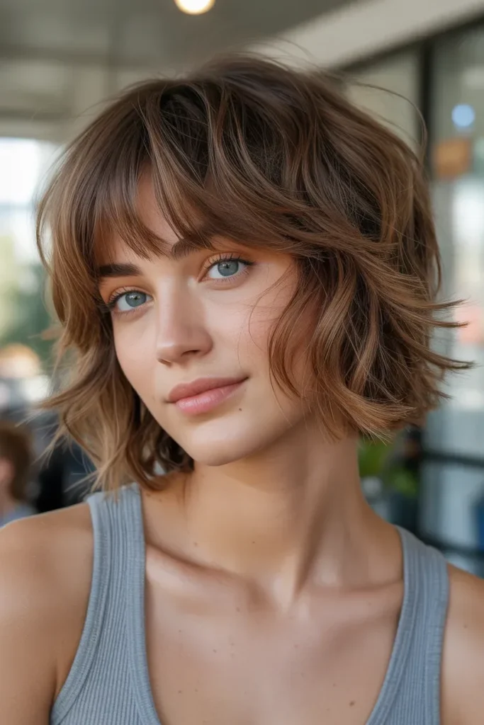 Shaggy Choppy Bob with Wispy Bangs