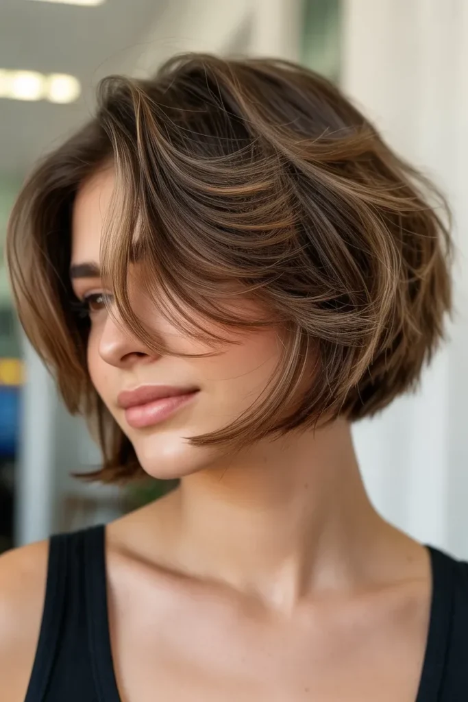Short Choppy Bob with Feathered Layers