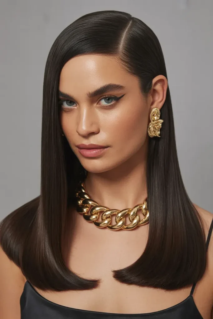 Sleek Middle Part Glam Hair