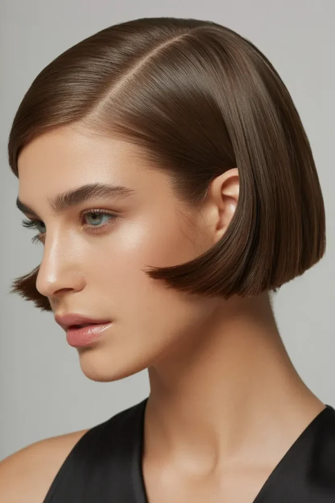 Sleek Side Part Ear Length Haircut