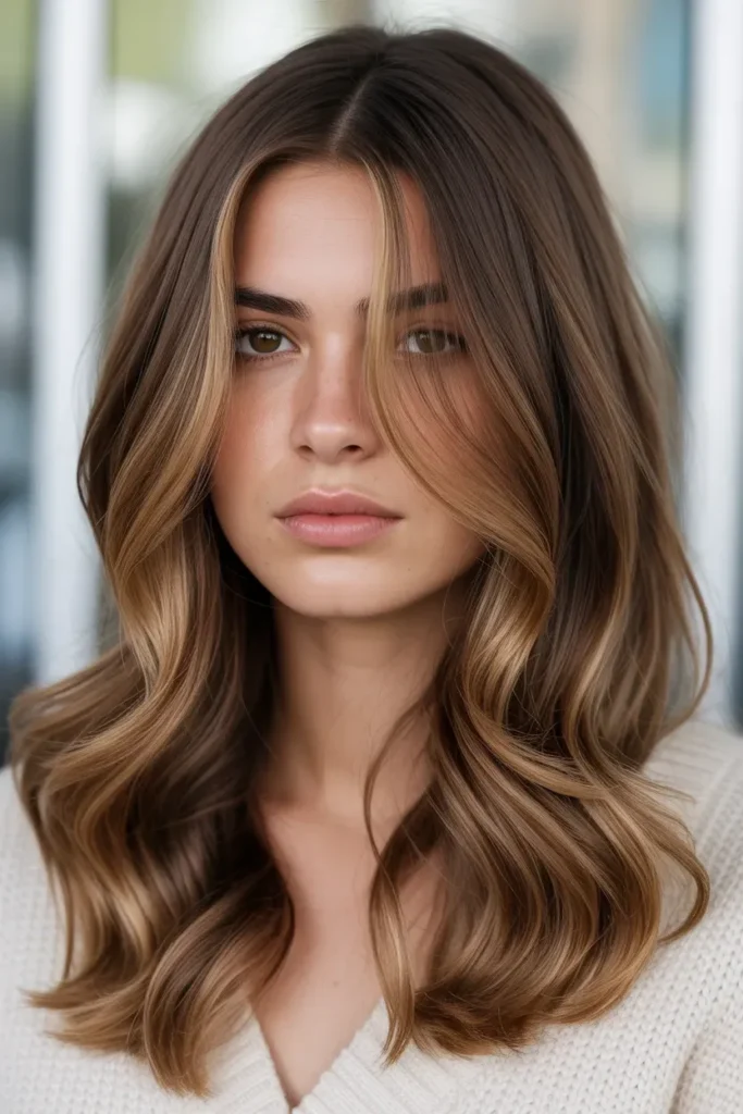 Soft Caramel Highlights on Natural Brown Hair