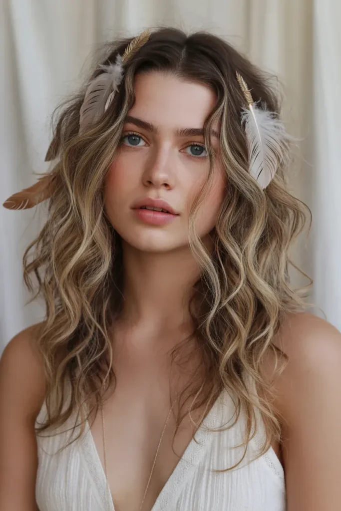 Boho Waves with Feather Accessories