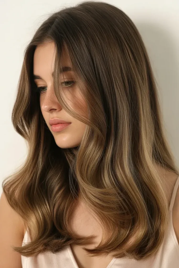 Brunette Hair with Light Honey Balayage
