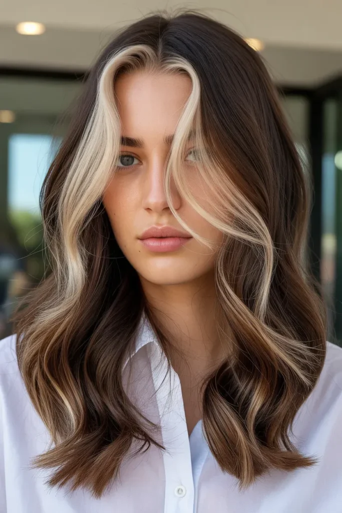 Brunette Hair with Soft Sunlit Money Pieces