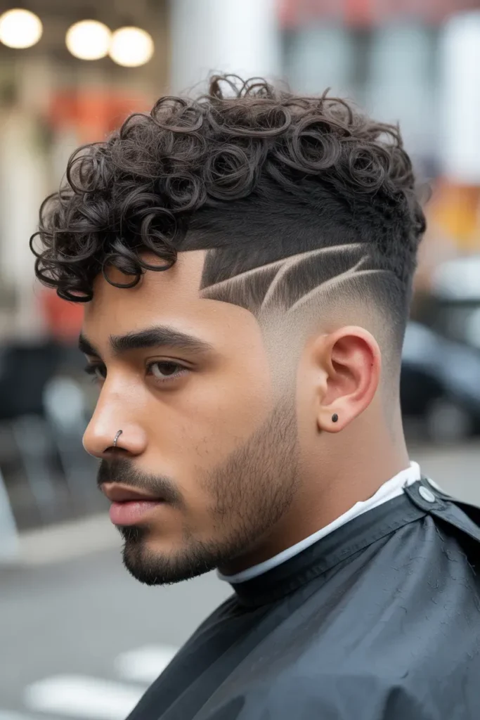 Curly Hair Temple Fade