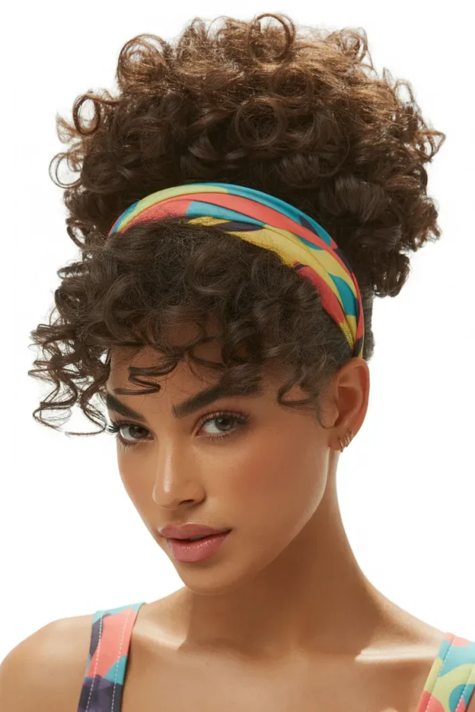 Curly High Puff with Headband