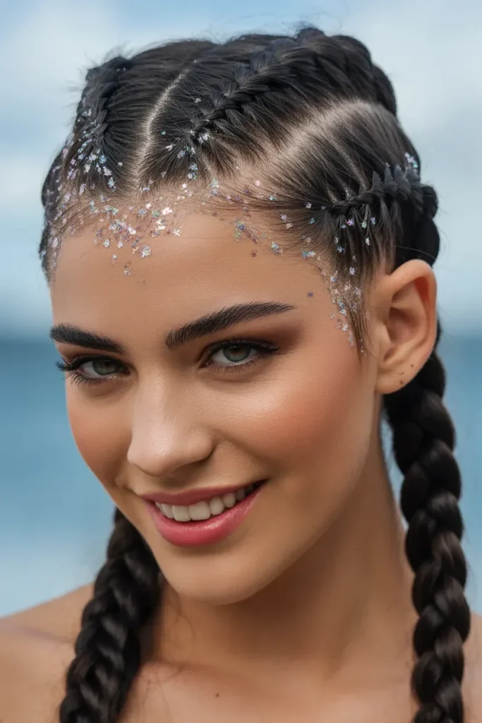 Double Dutch Braids with Glitter Roots