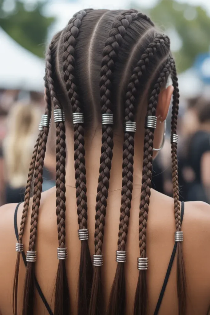 Long Braids with Hair Rings