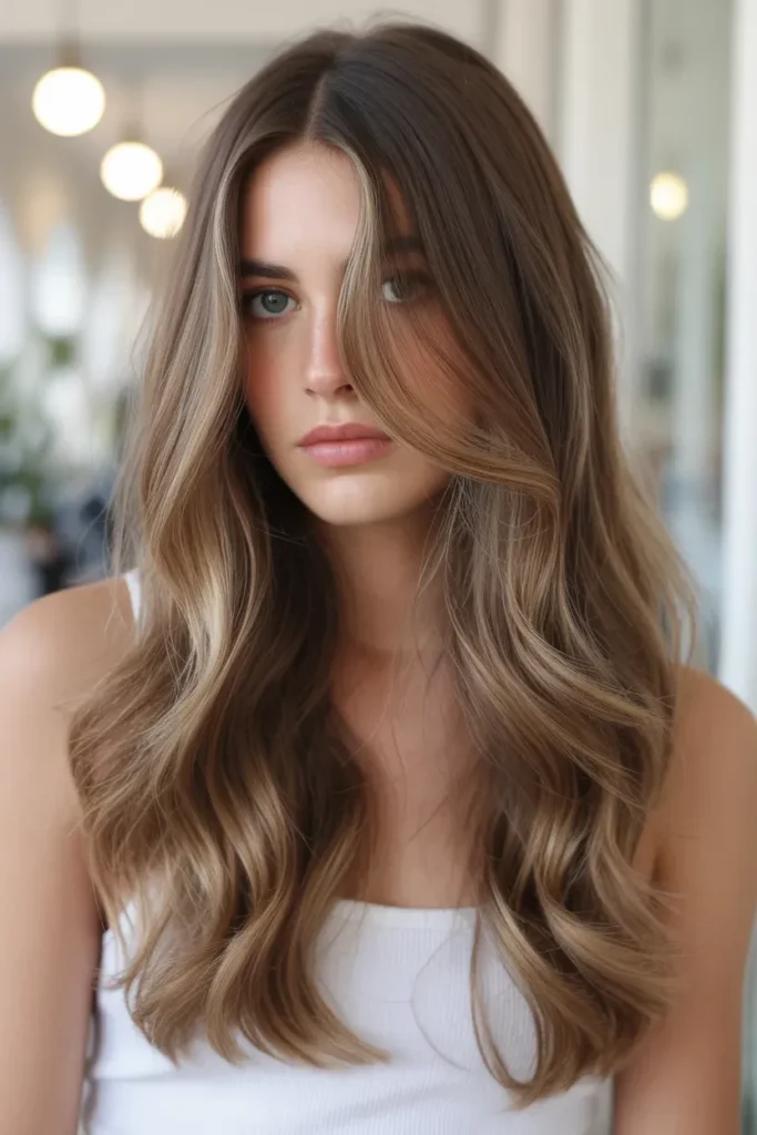 Long Brunette Hair with Soft Sandy Highlights