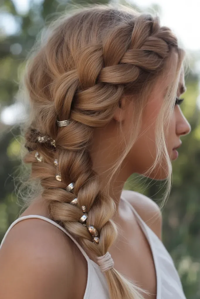 Loose Fishtail Braid with Boho Accessories