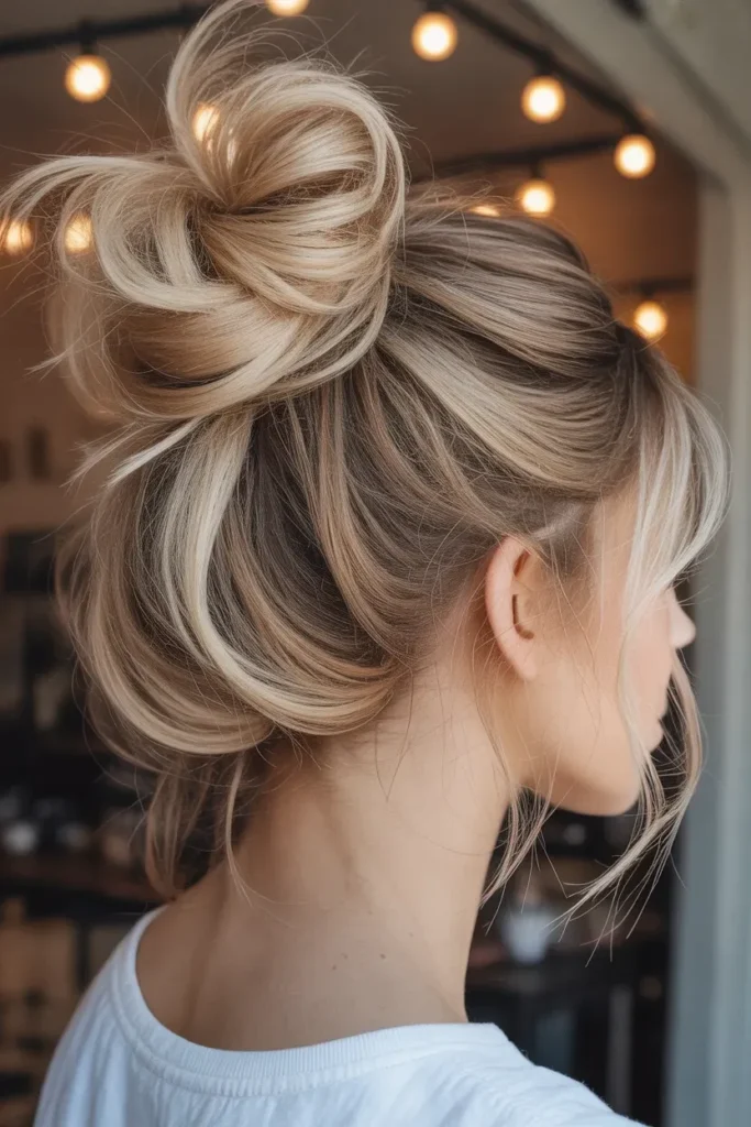 Loose Textured Bun for Effortless Volume