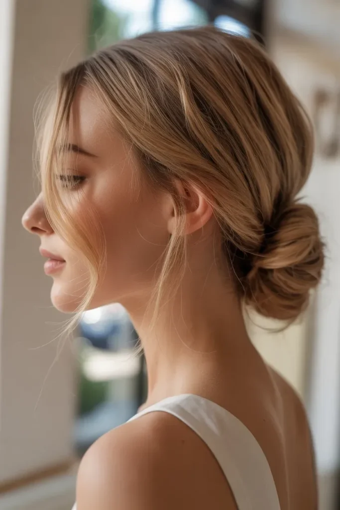 Low Side Bun for a Soft Romantic Style