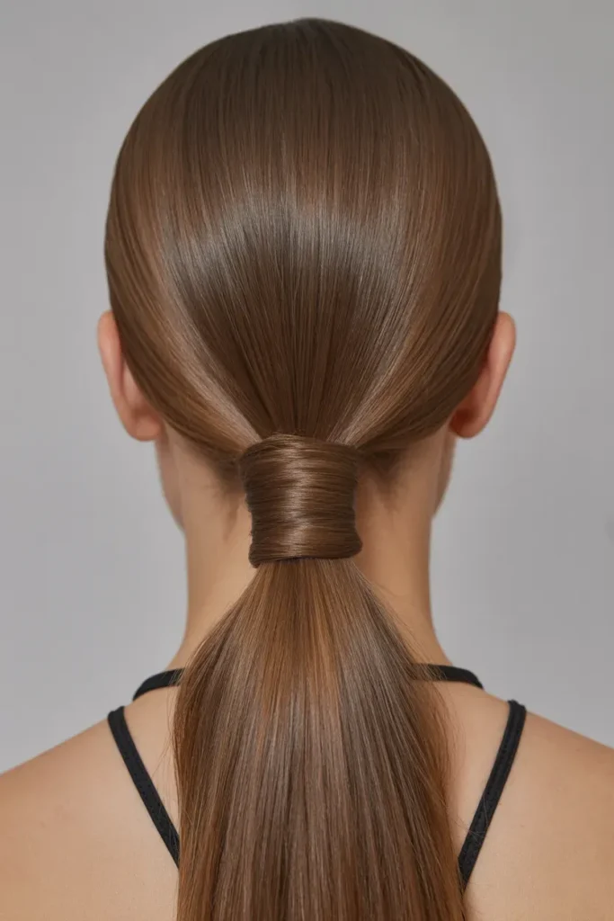 Sleek Ponytail with Wrapped Base