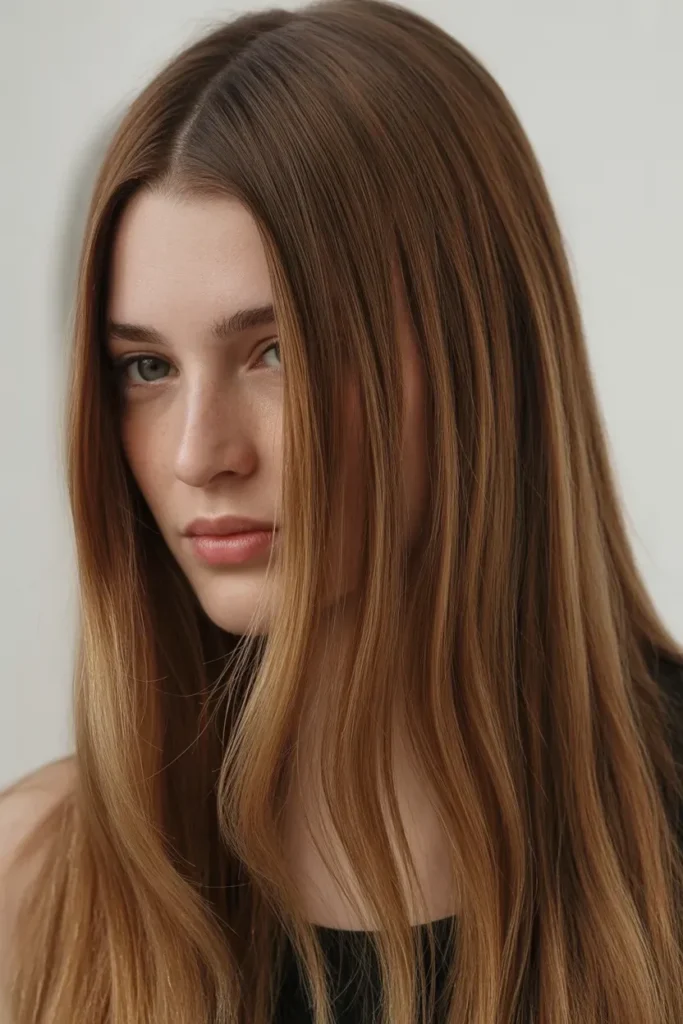 Straight Brunette with Barely There Sun Highlights