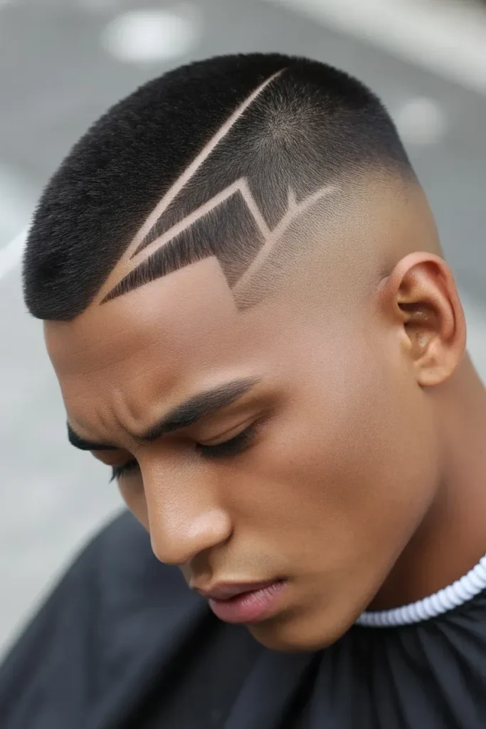 Temple Fade with Hard Part