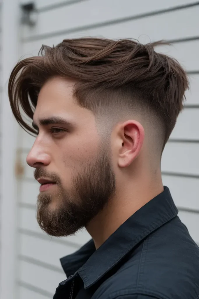Temple Fade with Long Top