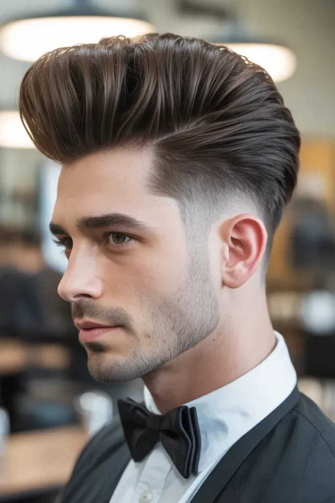 Temple Fade with Pompadour