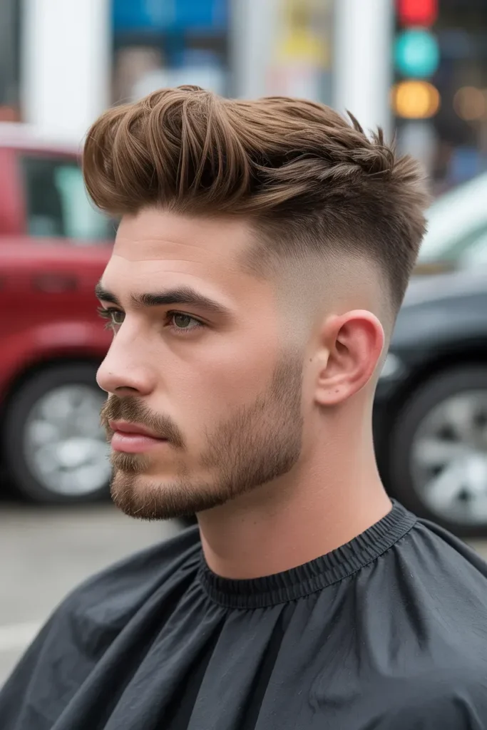 Temple Fade with Quiff