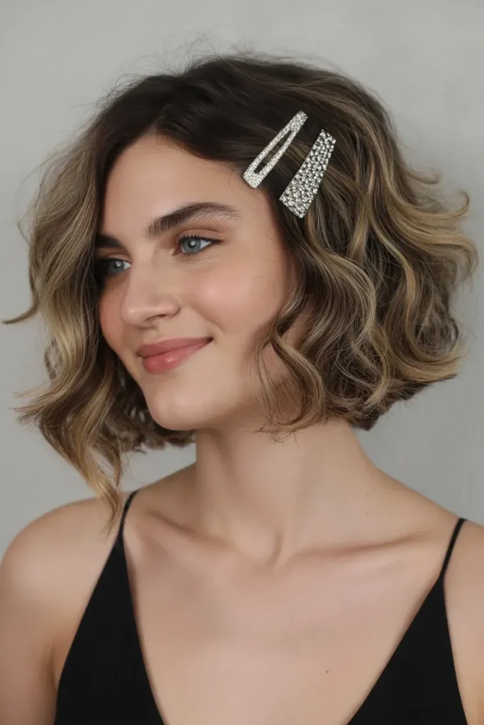 Textured Lob with Hair Clips