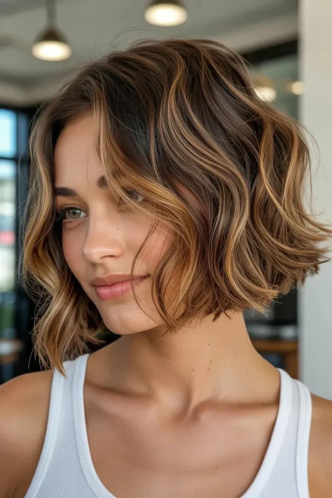 Textured Lob with Warm Golden Highlights