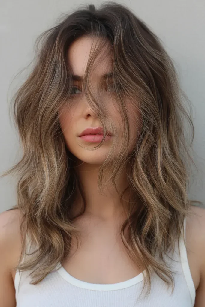 Tousled Brunette Waves with Light Sun Glow