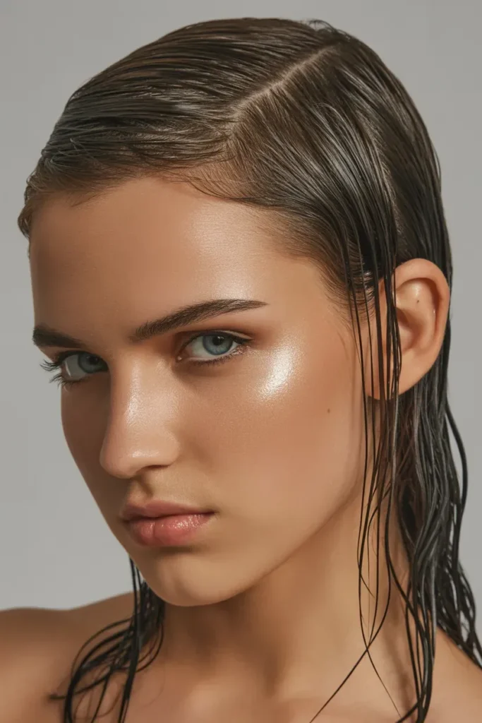 Wet Look Slicked Back Hair