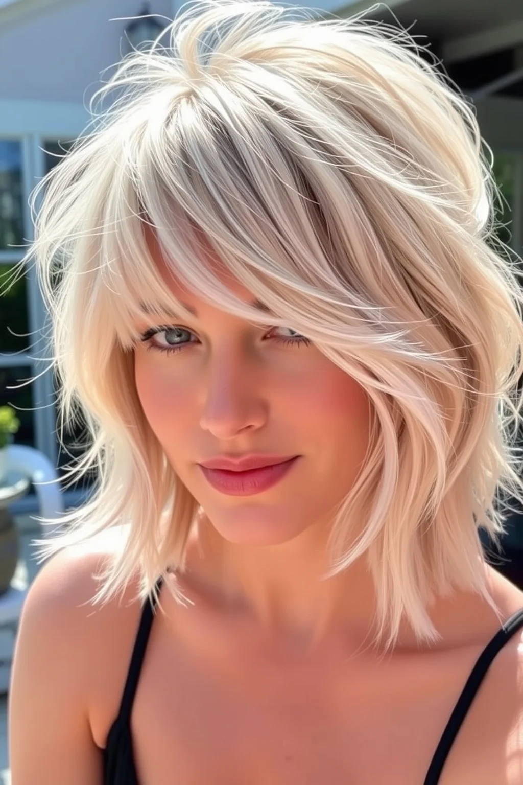 1. Textured Shag with Wispy Bangs