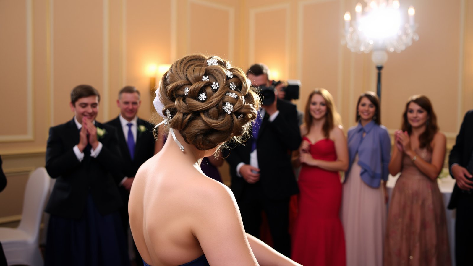 13. Curly Updo with Sparkling Pins