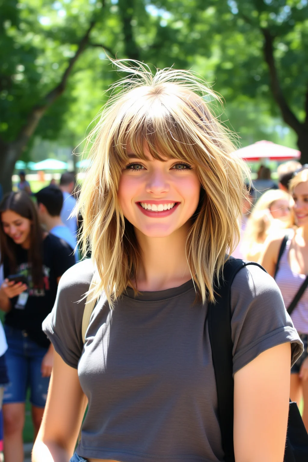 2. Messy Shaggy Bob with Bangs
