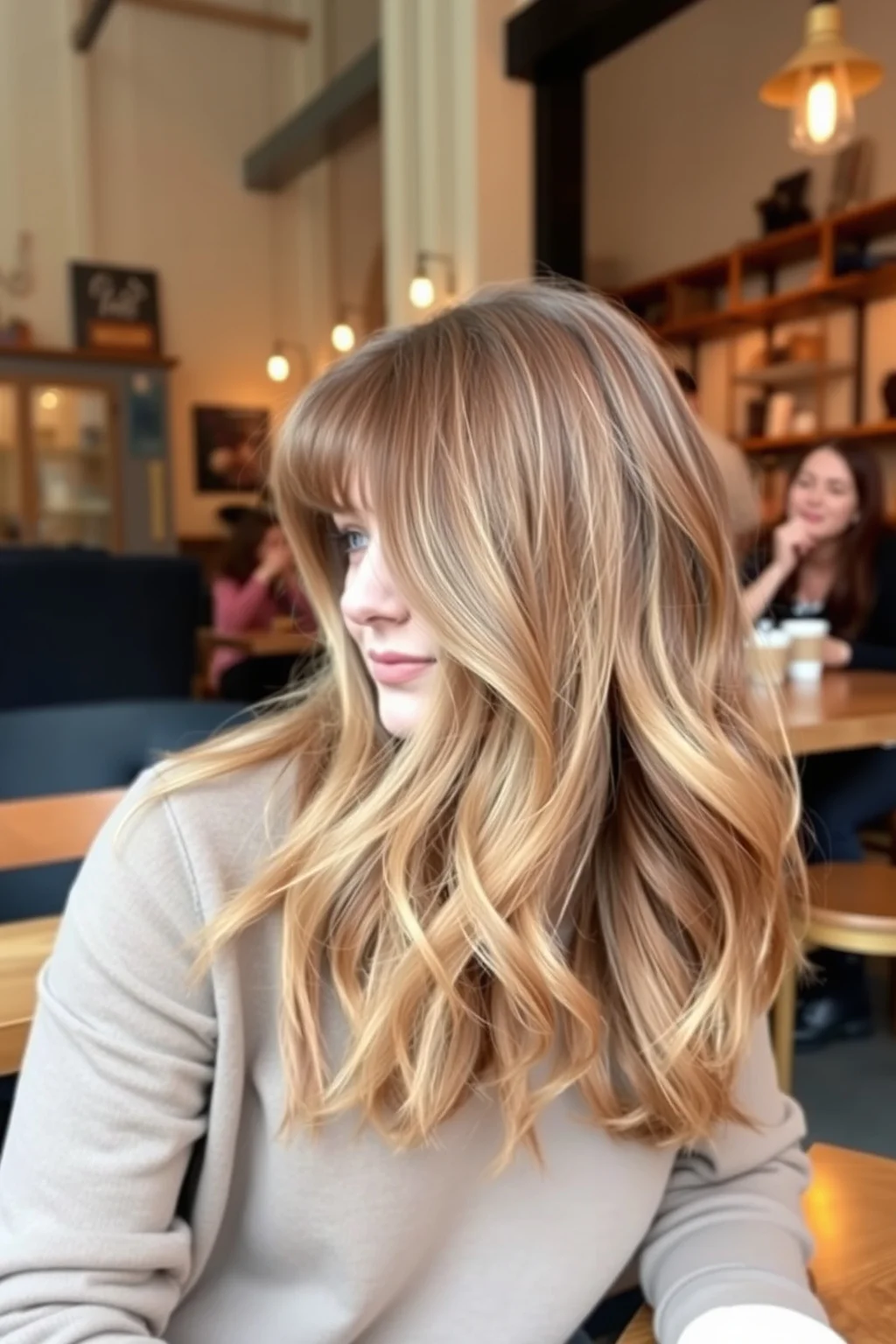 6. Layered Shag with Long Bangs