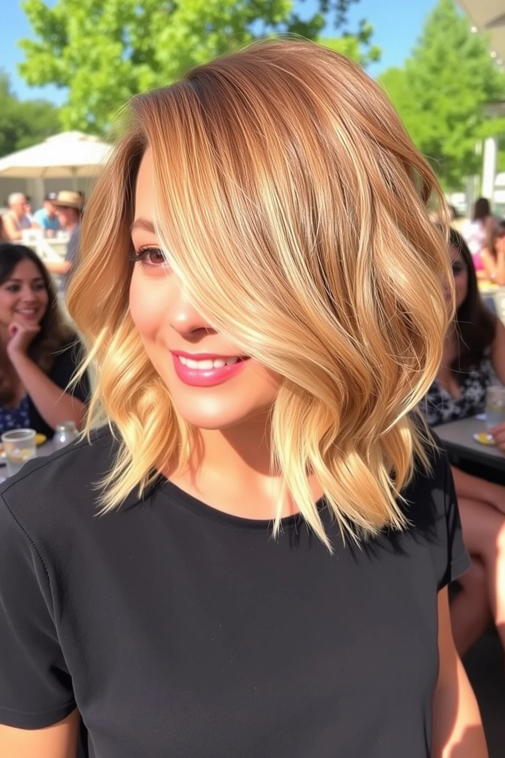 7. Layered Shag with Highlights