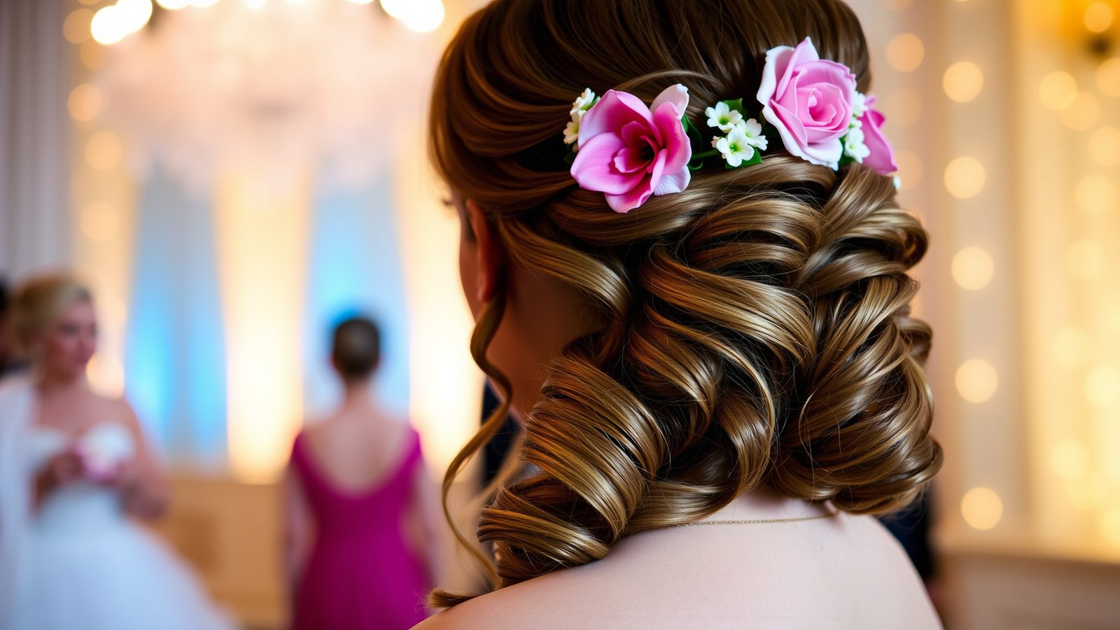 9. Romantic Down Do with Flowers